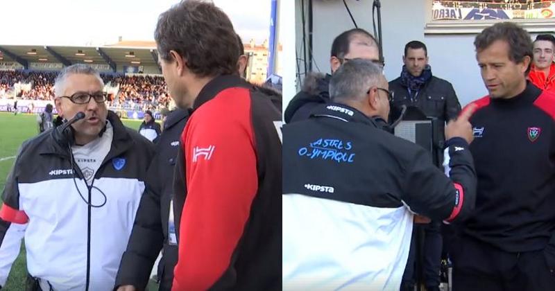 VIDÉO. Castres - RCT : l'altercation (avec le son !) entre Christophe Urios et Fabien Galthié