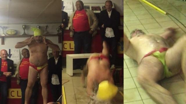 VIDEO. Les vétérans de l'Iris Club Lillois se lâchent en 3e mi-temps avec un 10 mètres 4 nages dans le club house