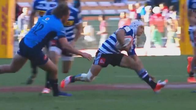 VIDEO. Currie Cup. Appuis d’un autre monde et passe aveugle par-dessus la tête de Cheslin Kolbe pour l'essai de Juan de Jongh