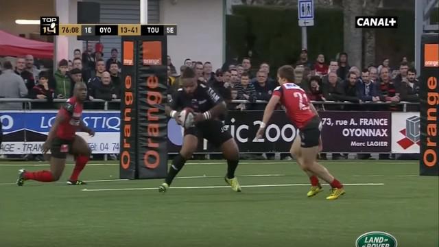 VIDEO. Top 14 - RCT. Mathieu Bastareaud surprend la défense d'Oyonnax avec son tchik tchak