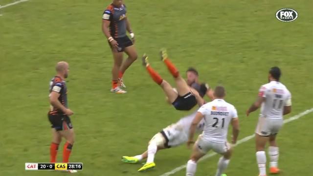 VIDEO. Rugby à XIII. Le plaquage « German suplex » de Ben Pomeroy sur Ashley Gibson 