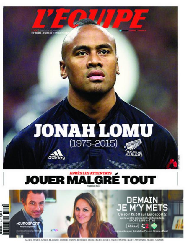 PHOTOS. L'hommage de la presse internationale à Jonah Lomu avec la très belle Une de l'Irish Examiner