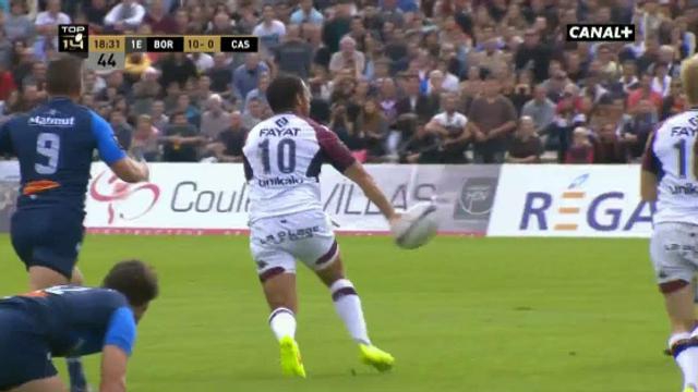 VIDÉO. Lionel Beauxis prend l'intervalle et offre l'essai à Blair Connor après une superbe chistera