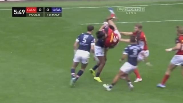 VIDEO. London Sevens. Gros plaquage et essai, Carlin Isles réalise l'enchaînement parfait