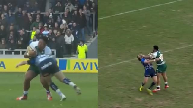 VIDEO. Premiership. Manu Tuilagi punit deux adversaires avec son gros cuisseau et son fulguro-raffut 