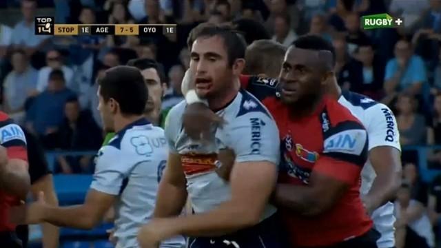 VIDEO. Top 14 - Marc Baget exclu et cité après une bagarre générale entre Oyonnax et Agen