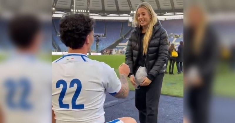 VIDEO. Un international italien fait sa demande après le match face à l’Écosse