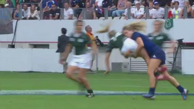 VIDEO. Coupe du monde rugby féminin. Ashleigh Baxter laisse sa hanche sur la pelouse après un caramel de Marjorie Mayans