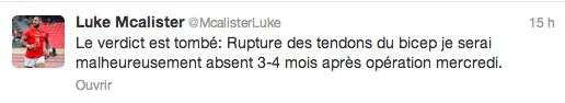 Stade Toulousain : Luke McAlister blessé et absent 3 à 4 mois