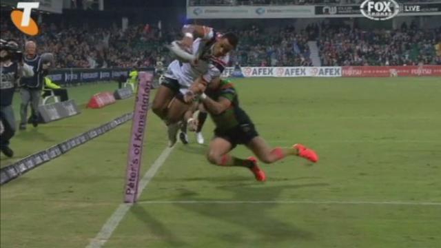 VIDEO. NRL - David Fusitua défie les lois de la gravité pour marquer face aux Rabbitohs