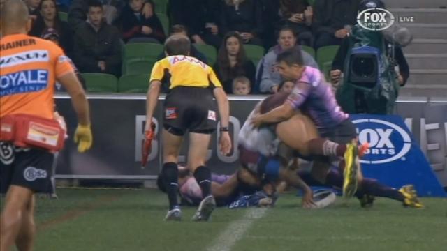 VIDEO. NRL - Jorge Taufua des Sea Eagles marque dans une position impossible en coin face au Melbourne Storm