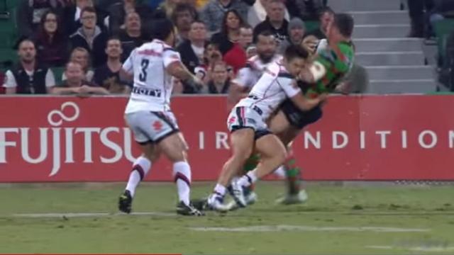 VIDEO. NRL - Le plaquage très solide du petit Shaun Johnson sur la machine Sam Burgess