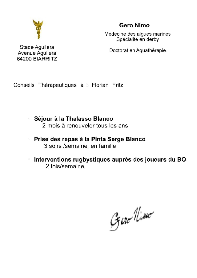 Top 14 - Stade Toulousain. Découvrez les ordonnances secretes adressées à Florian Fritz après son K-O 