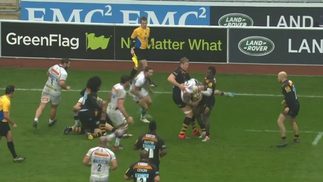 VIDEO. Premiership - Wasps. L'essai de filou du demi de mêlée des Wasps Joe Simpson face à Sale