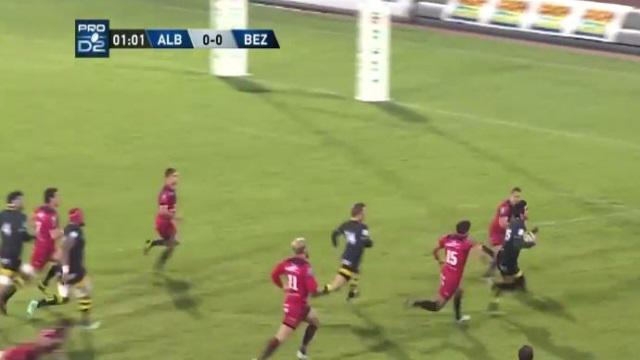 VIDEO. Pro D2 - L'exploit personnel de Loic Le Gal pour le superbe essai d'Albi face à Béziers