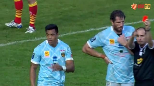 VIDEO. Pro D2 - USAP. Lifeimi Mafi retourne Joshua Valentine sans ballon dans l'en-but et prend un rouge