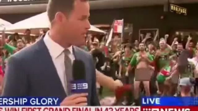 VIDEO. INSOLITE. Quand un supporter des Rabbitohs fait l'éléphant en plein direct