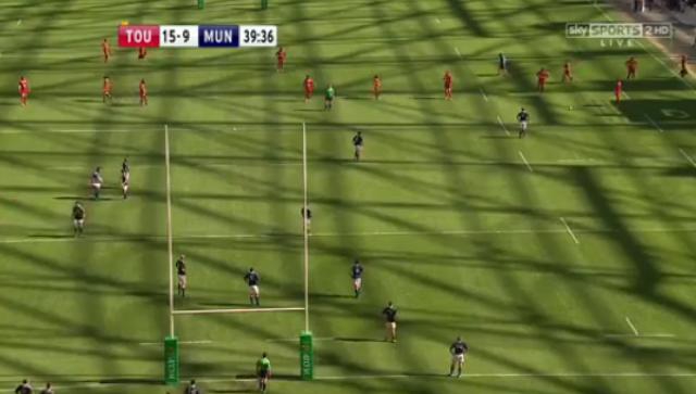 VIDÉO. RCT - Munster : La pénalité de Delon Armitage de 55 mètres en coin !