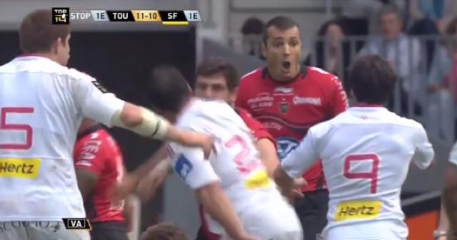 VIDÉO. RCT - Stade Français : Konstantin Mikautadze prend un carton rouge pour un coup de pied sur Alexandre Flanquart