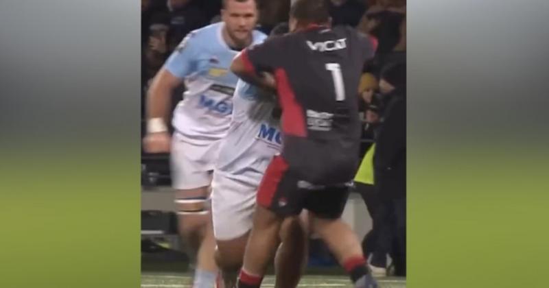 VIDÉO. TOP 14. D’une charge rageuse, le cubique Tevita Tatafu envoie bouler la première ligne du LOU