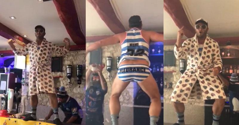 Rugby Amateur - Pétard, peignoir, slip et pantoufle : un supporter déjanté fête la qualification de Fleurance