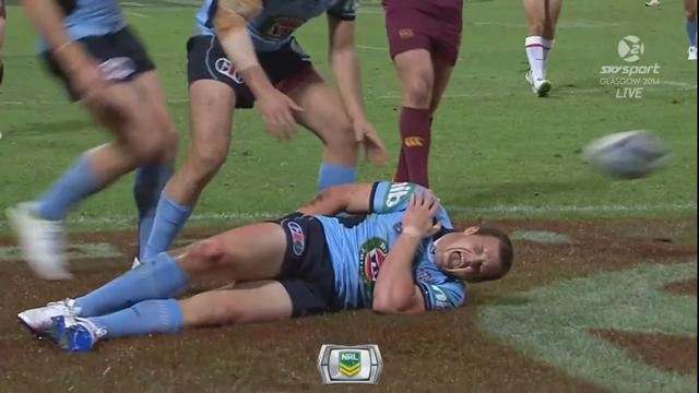 VIDEO. State of Origin - Brett Morris se déboîte l'épaule en marquant puis réalise un sauvetage décisif en fin de match