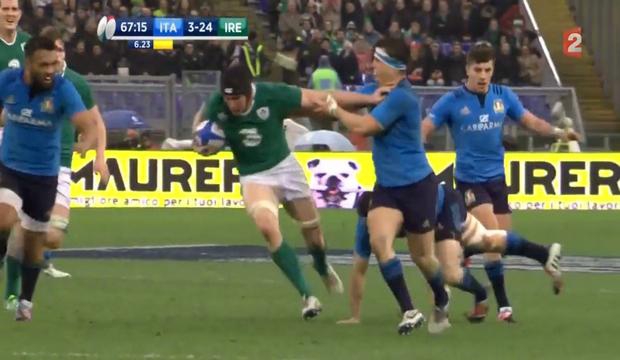 VIDEO. 6 nations. Le 3e ligne irlandais Tommy O'Donnell fait parler ses cannes sur 40m et ridiculise l'Italie