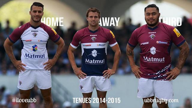 Top 14 - L'UBB dévoile ses trois nouveaux maillots pour la saison 2014-2015