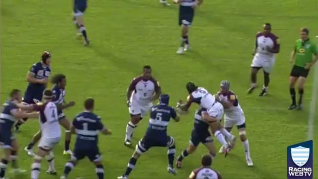 VIDEO. Top 14 - Racing-Métro. Le gros plaquage offensif de Maxime Machenaud sur Heini Adams