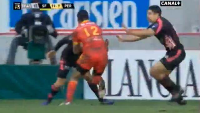 VIDEO. Top 14 - USAP : Watisoni Votu vendange un trois contre un face au Stade français