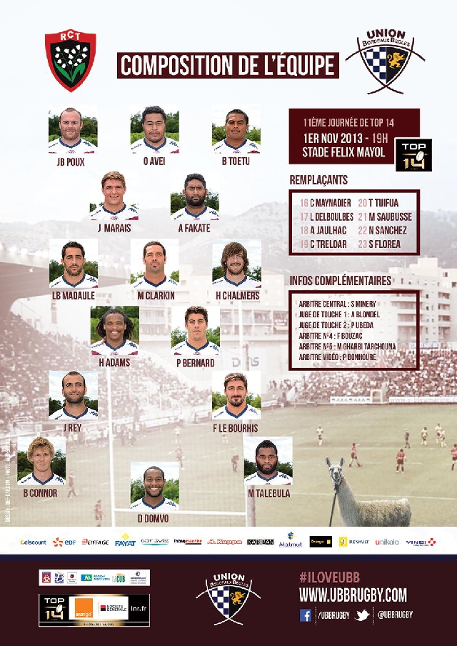 La compo de l'Union Bègles-Bordeaux... avec Serge le lama guest star