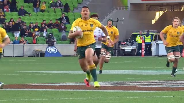 VIDEO. La belle combinaison en première main des Wallabies pour l'essai d'Israel Folau face aux Fidji