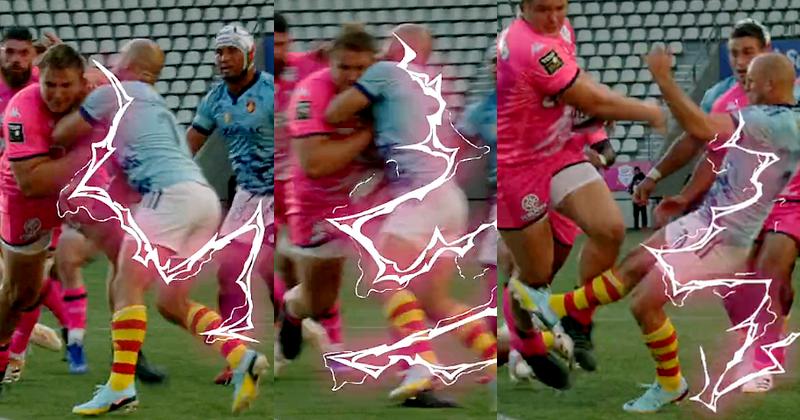 VIDEO. TOP 14. 135kg vs 90kg : JJ Van der Mescht fait exploser Mathieu Acebes comme du popcorn