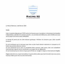 Champions Cup - Le Racing 92 dénonce la décision risible en faveur des Saracens