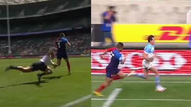 VIDEO. London 7s. Juan Imhoff et Jarryd Hayne punissent les Bleus en attaque et en défense