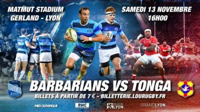 Morgan Parra, Saïd Hirèche et deux Lyonnais avec les Barbarians français face aux Tonga